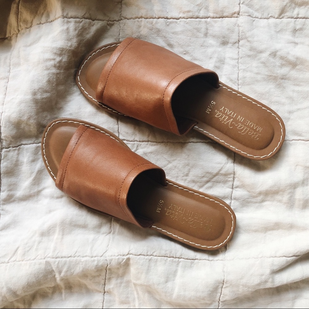 ❌ SOLD ❌ Brown Leather Slide Sandals - Picture 3 of 8